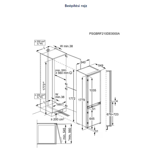 Electrolux LND5FE18S beépíthető kombinált alulfagyasztós hűtőszekrény, 177.2 cm, 196 l/73 l, DynamicAir, LowFrost, ColdSense 