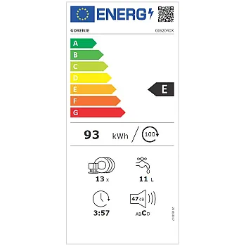 Gorenje GI62040X beépíthető kezelőpaneles mosogatógép, 13 teríték, ezüst szín, 60 cm 