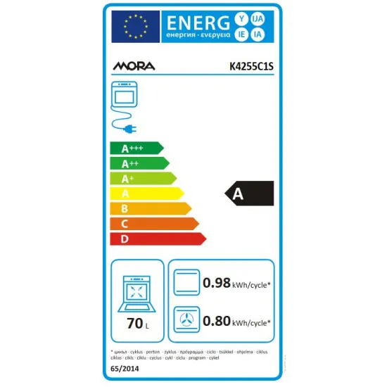 Mora K4255C1S kombinált tűzhely, 70L, 50x59.4x85 cm, szürke szín 