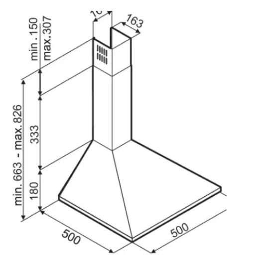SLX SK 50 W kürtős 50cm széles fehér konyhai elszívó