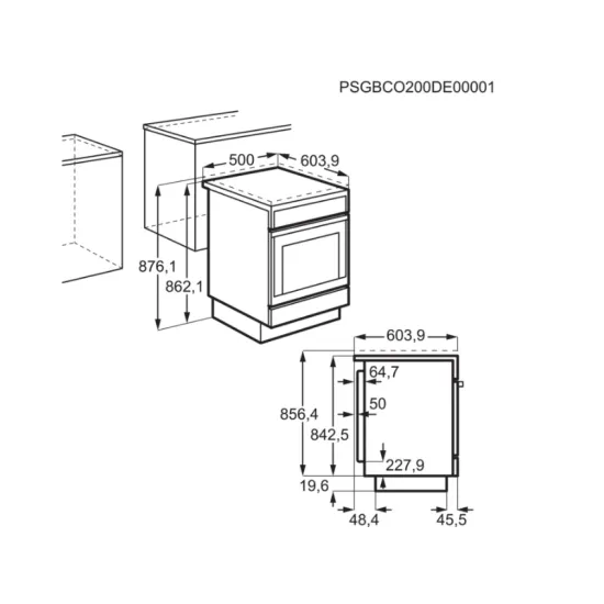 Electrolux LKK560000X kombinált tűzhely, 58L, 50x60x85.5 cm, inox 