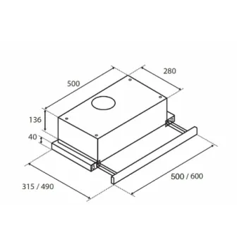Davoline Slider 1M 050 X 50cm inox beépíthető teleszkópos konyhai elszívó