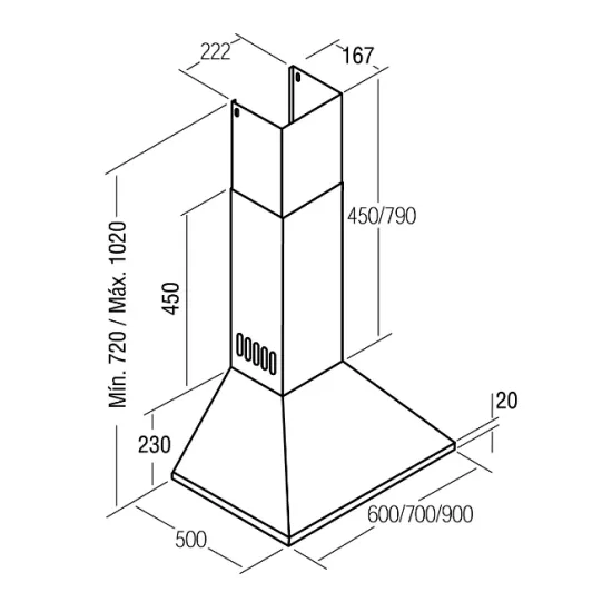 Cata BETA 700/D LED inox kürtös konyhai elszívó 70cm szélesség 