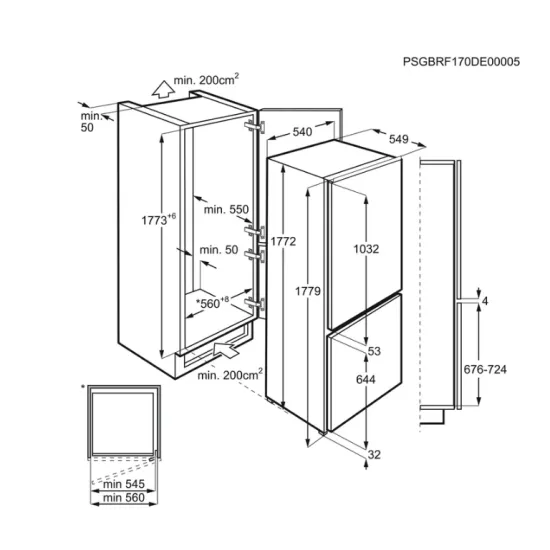 AEG SCE618E5TS No Frost beépíthető alulfagyasztós kombinált hűtőszekrény, 190/61L