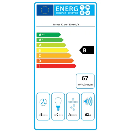 Falmec ELIOS ANGOLO 90 inox sarok konyhai elszívó 90cm