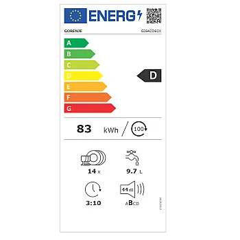 Gorenje GI642D60X beépíthető kezelőpaneles mosogatógép 60cm, 14 teríték, inox 