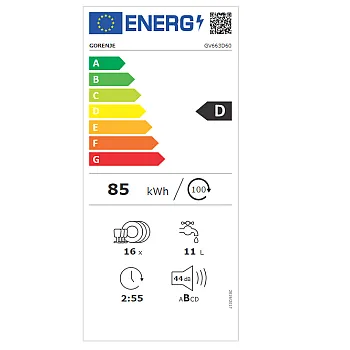 Gorenje GV663D60 teljesen beépíthető mosogatógép 60cm, 16 terítékes, automatikus ajtónyitás 