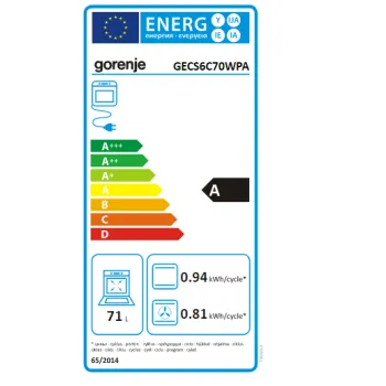 Gorenje GECS6C70WPA elektromos kerámialapos, fehér tűzhely gőzfunkcióval, 60x60x85 cm 