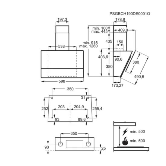 Electrolux LFV416K beépíthető kürtös konyhai elszívó 60cm széles, fekete 