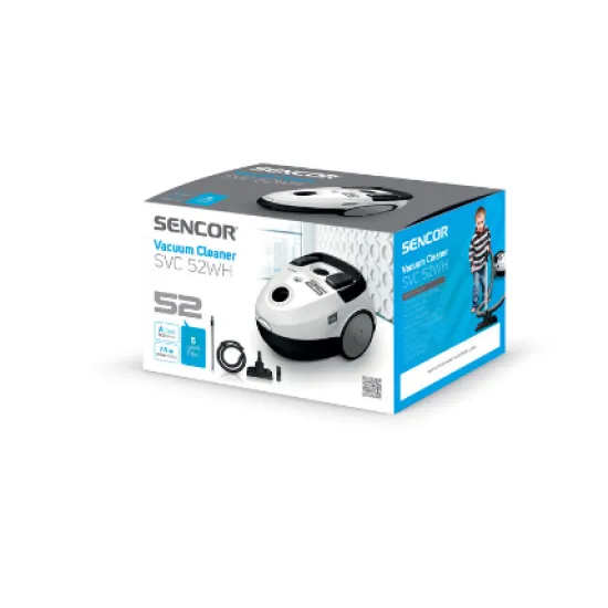 Sencor SVC52WH-EUE3 porzsákos porszívó, 700W, fehér 