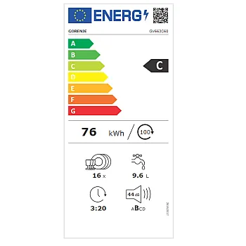 Gorenje GV663C60 teljesen beépíthető mosogatógép 60cm, 16 teríték, inverter motor, automatikus ajtónyitás funkció 