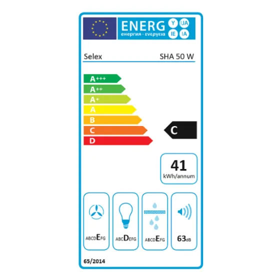 SLX SHA 50 W konyhai elszívó 50cm, mosható zsírszűrővel