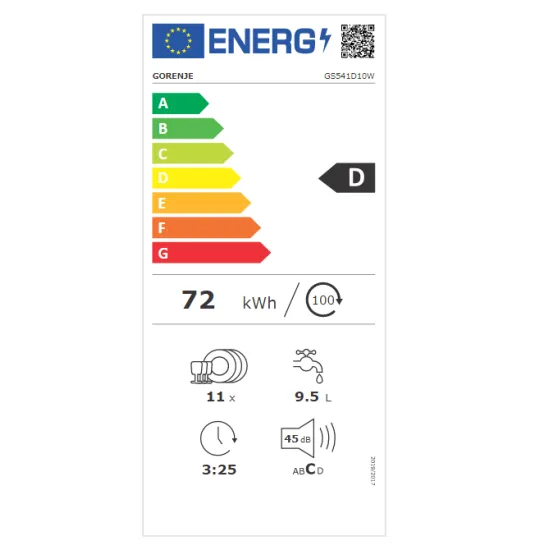 Gorenje GS541D10W mosogatógép, 3 kosár, 11 teríték, inverter motor, automatikus ajtónyitás, 44.8x60x84.5 cm