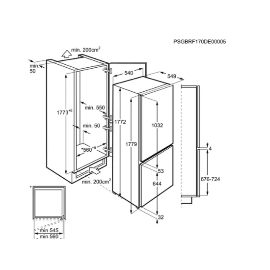 Electrolux LNT3FF18S beépíthető kombinált hűtőszekrény, 54.8x177.2x54.9 cm,196/73L