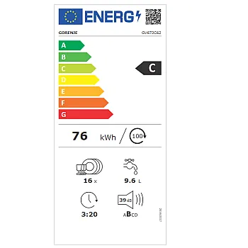 Gorenje GV673B60 teljesen beépíthető mosogatógép, 16 teríték, inverter motor, WIFI, automatikus ajtónyitás funkció 