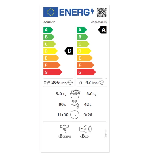 Gorenje WD2A854ADS mosó-szárítógép, 8/5 kg, inverter motor, 60x54x85 cm 