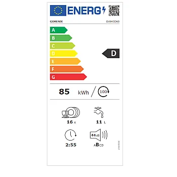 Gorenje GV643D60 teljesen beépíthető mosogatógép, 16 terítékes, 60cm, 3 kosár, automatikus ajtónyitás funkció 