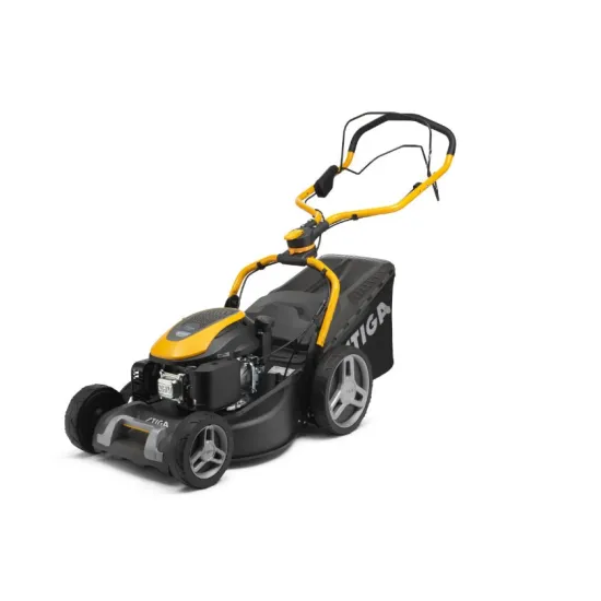 Stiga COMBI 753 SE elektromos indítású önjárós benzinmotoros fűnyíró 4 az 1-ben: gyűjtés, mulcsozás, oldalsó és hátsó ürítés akár 25°-os szögben elfordítható a tolókar – így a sövények alatt és a falak mentén is nyírhat