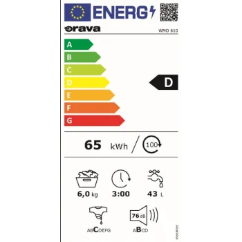 Orava WMO-610 keskeny elöltöltős mosógép 6kg, 59.7x41.6x84.5 cm