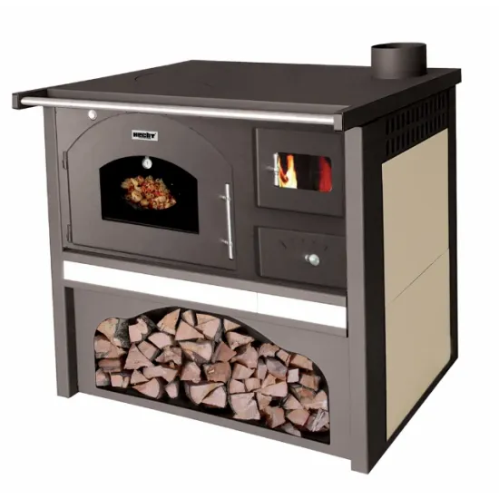 Hecht Vulcanus Beige sparhelt sütővel kerámia betétes oldalak 85x52x89 cm