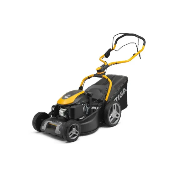 Stiga COMBI 748 SE elektromos indítású önjárós benzinmotoros fűnyíró 4 az 1-ben: gyűjtés, mulcsozás, oldalsó és hátsó ürítés akár 25°-os szögben elfordítható a tolókar – így a sövények alatt és a falak mentén is nyírhat