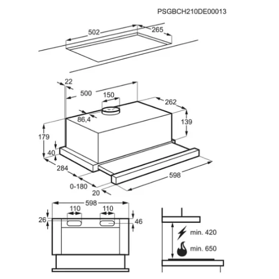 Electrolux LFP616X beépíthető kihúzható konyhai elszívó, 60 cm inox 