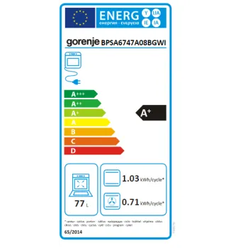 Gorenje BPSA6747A08BGWI beépíthető pirolitikus sütő, 77L, 59.5x56.4x59.5 cm, fekete szín 