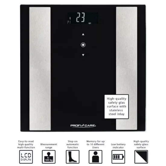 ProfiCare PC-PW 3007 FA 8 in 1 Schwarz személymérleg fekete 