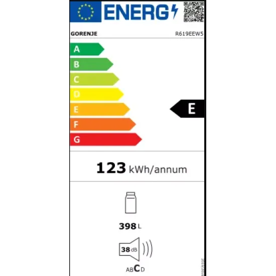 Gorenje R619EEW5 hűtőszekrény 398 liter 185 X 59,5 X 66,3 cm