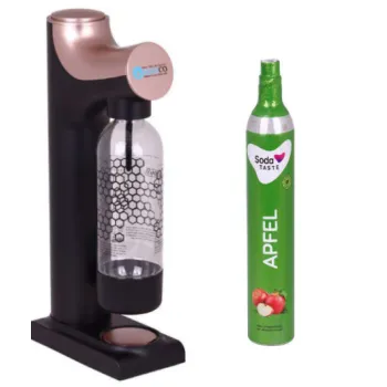 SodaCo P100RG Prince rosegold otthoni szódagép, alma ízesítésű BIOGON® C természetes italgázzal és természetes gyümölcsízzel