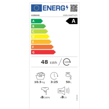 Gorenje WNS1X4ARTWIFI elöltöltős mosógép, gőz és WIFI funkcióval, inverteres motorral, 9kg, 60x61x85 cm 