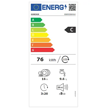 Gorenje GI693C60XUV, C" energiaosztály, WIFI, SmartDRY, inverter motor,  IonTech, ExtraHygiene - UV, beépíthető kezelőpaneles  mosogatógép 60cm, 3 kosár 