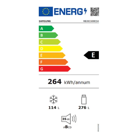 Samsung RB38C600ESA/EF No Frost alulfagyasztós kombinált hűtőszekrény, 276/114L, 59.5x65.8x203 cm, fémes grafit szín 