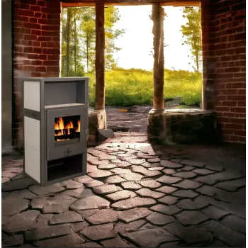 Warnex Monaco csempés bézs kandalló modern elegancia, robosztus felépítmény