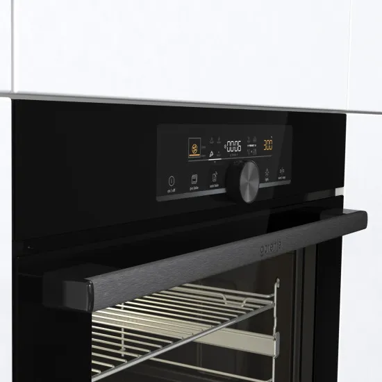 Gorenje BOS6747A01BG beépíthető fekete sütő ExtraSteam gőzfunkció 2 sütősín, 59.5x56.4x59.5 cm