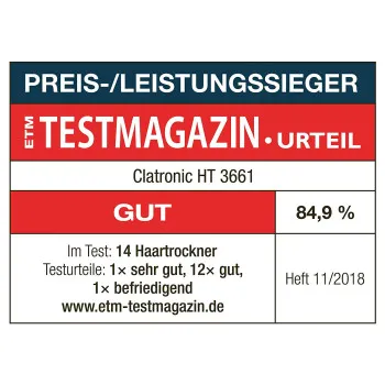 Clatronic HTD 3661 hajszárító 2200W Ion technológia 3 hőmérséklet 2 sebesség HTD3661