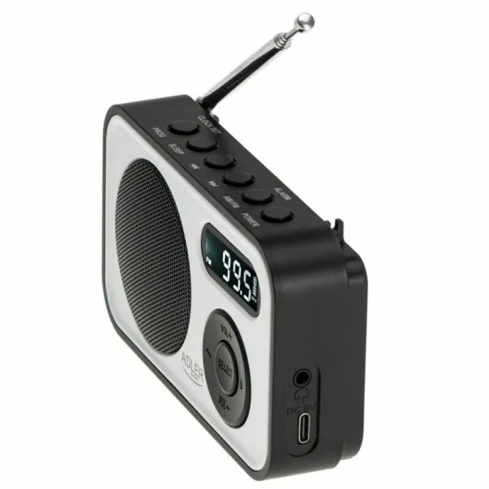 Adler AD1906 PLL hordozható rádió lcd kijelzővel, automatikus hangolás, ébresztő funkció