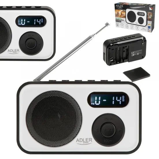 Adler AD1906 PLL hordozható rádió lcd kijelzővel, automatikus hangolás, ébresztő funkció