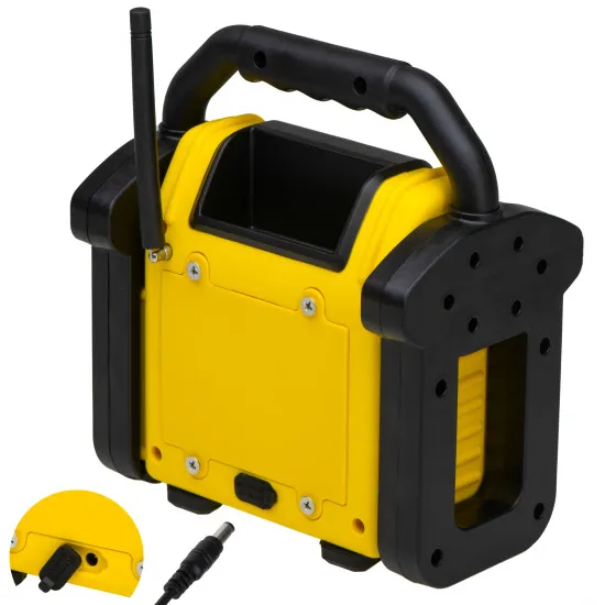 Adler AD1911 építőipari por és vízálló rádió, robosztus ház hordfogantyúval, Bluetooth