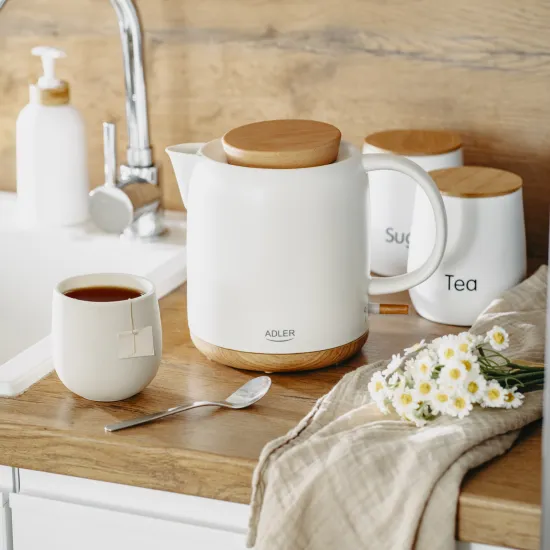Adler AD1304 kerámia vízforraló, 1L, 1200W, fehér szín 