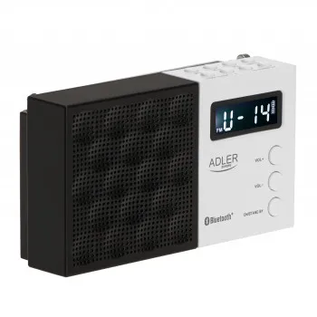 Adler AD1908 hordozható akkus FM rádió, LCD kijelző, Bluetooth 5.0, USB/SD lejátszás, akár 20 FM állomás mentése