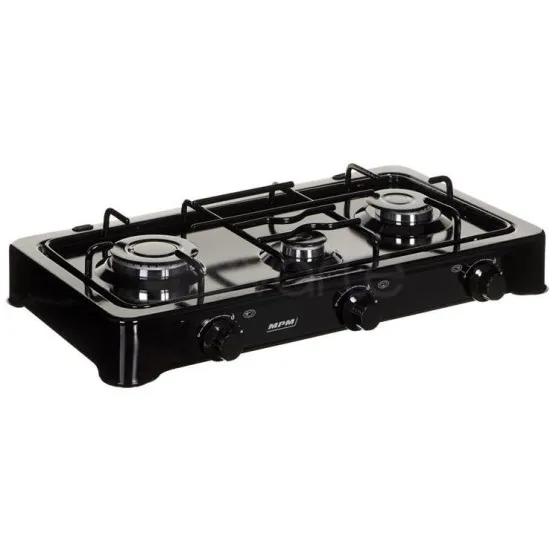 MPM SMILE-KN-03/1KB  tripla gázfőzőlap gázrezsó fekete szín