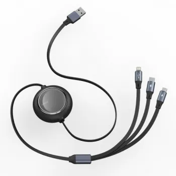 Baseus Bright Mirror 3-in-1 Micro-USB/Lighting/USB-C kábel 3.5A 1.2m, fekete CAMLT-MJ01