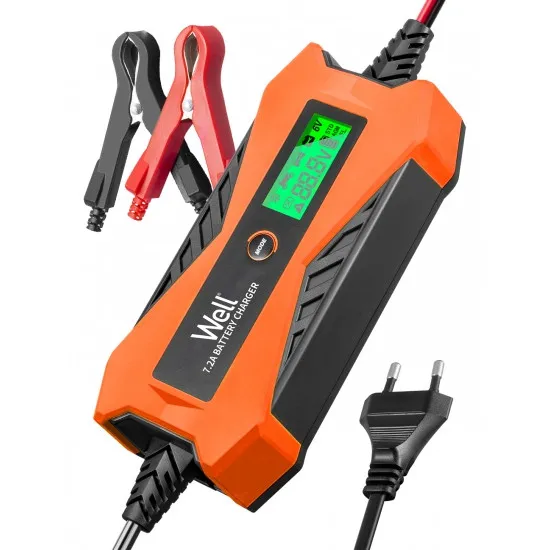Well Autós akkumulátor töltő- 230V – 6V/2A-12V/7,2A automata CHAR-CAR-8612-WL
