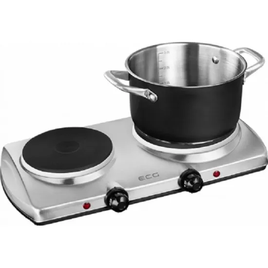 ECG EV2512 S rozsdamentes dupla elektromos főzőlap INOX, rezsó