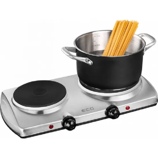 ECG EV2512 S rozsdamentes dupla elektromos főzőlap INOX, rezsó