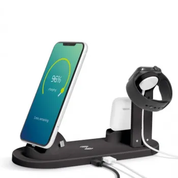 Bewello BW2006BK Vezeték nélküli töltőállomás – Mobiltelefonokhoz, órákhoz, fülhallgatókhoz – fekete
