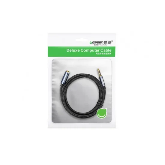 Ugreen 10538 AUX aljzat audio hosszabbító 3.5 mm 5m, fekete/szürke