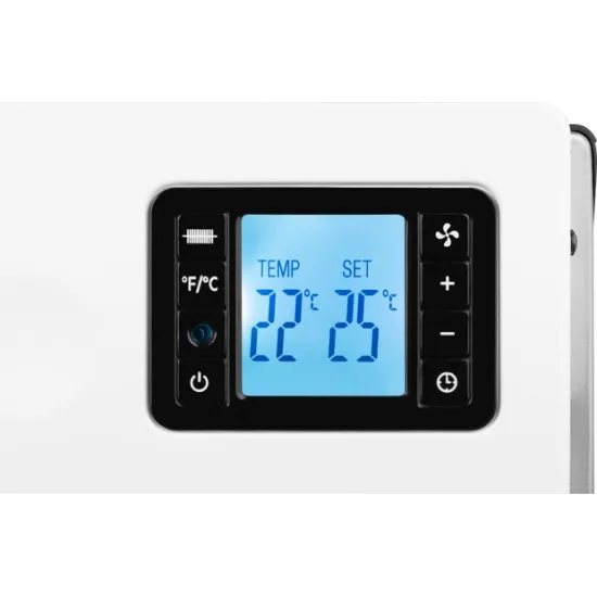 ECG TK 2080 DR White LCD kijelzős távvezérlős szabadon álló meleg levegős konvektor ventilátorral 750/1250/2000 W