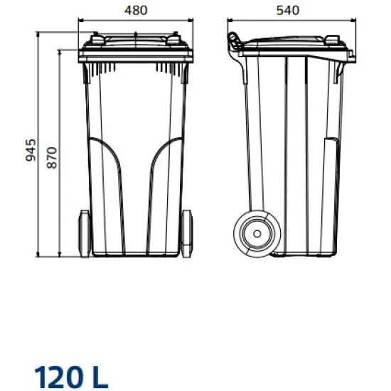 Europlast kuka 120l zöld kerekes hulladék tároló